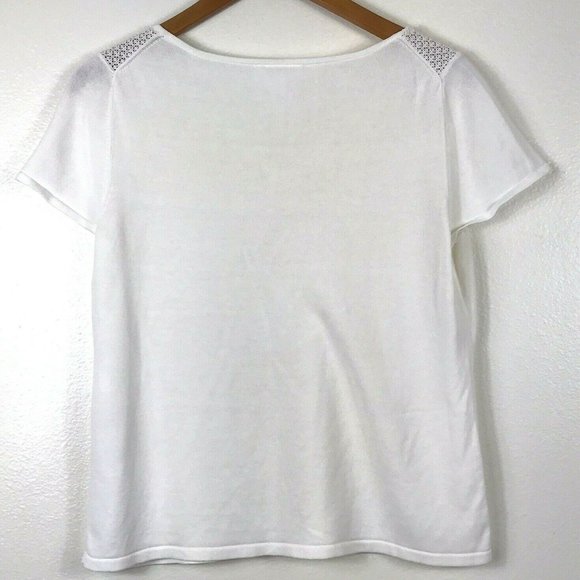 Ann Taylor Loft Beaded Collar Short Sleeve Top - Picture 6 of 7